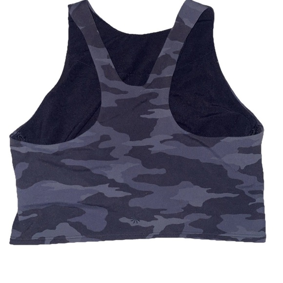 ATHLETA Black Gray Camo Crop Yoga & Fitness Tank Top Size Medium Sports Bra - Picture 2 of 6